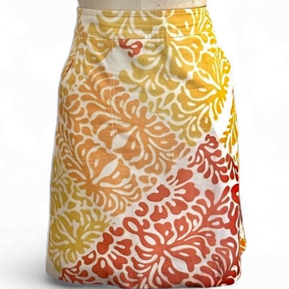 J. McLaughlin Austin Skirt White Poppy Orange Molokai sz 8 - Picture 1 of 6